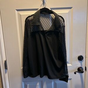 Black Blouse with Sheer Sleeves
